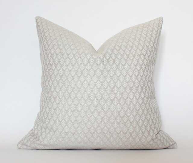 Ivory Floral Pillow Cover, Beige Neutral Throw Pillow, Cream & White Cushion Textured Pillowcase -- Talisa - image 1