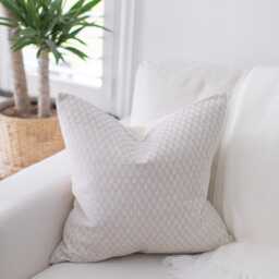 Ivory Floral Pillow Cover, Beige Neutral Throw Pillow, Cream & White Cushion Textured Pillowcase -- Talisa - thumbnail 2