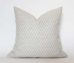 Ivory Floral Pillow Cover, Beige Neutral Throw Pillow, Cream & White Cushion Textured Pillowcase -- Talisa - thumbnail 1