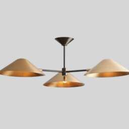 1950's Mid Century Brass Simms 3 Light Linear Sputnik Ceiling Fixture & Starburst Chandelier - thumbnail 2