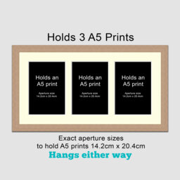 Oak Veneer Multi Photo Frame - Holds Three A5 Prints