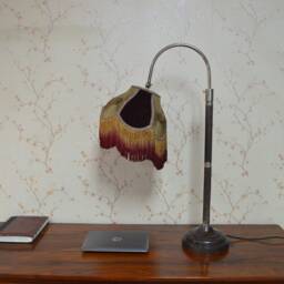 Burgundy Velvet Lampshade Handmade Silk Scallop Shade With Fringe - thumbnail 2