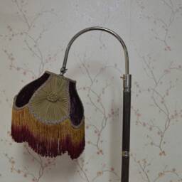 Burgundy Velvet Lampshade Handmade Silk Scallop Shade With Fringe - thumbnail 3