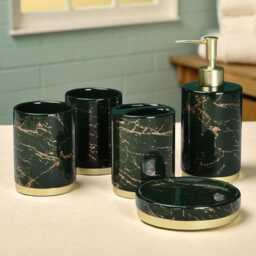 Green & Gold Luxury Bathroom Set Soap Dispenser Gift Set - thumbnail 4