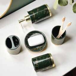 Green & Gold Luxury Bathroom Set Soap Dispenser Gift Set - thumbnail 3