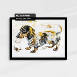 Dachshund Gold Style Abstract Dog Oil Painting Framed Poster Print Or Canvas Wall Decor Art Bedroom Home Interior Gift For Pet Lover - thumbnail 2