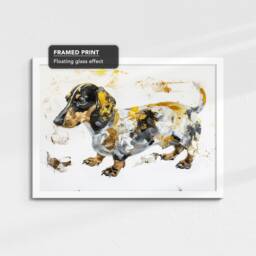 Dachshund Gold Style Abstract Dog Oil Painting Framed Poster Print Or Canvas Wall Decor Art Bedroom Home Interior Gift For Pet Lover - thumbnail 3