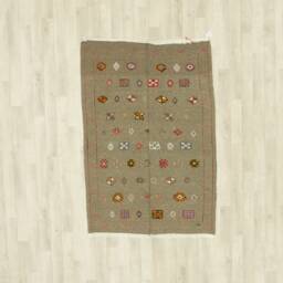 Handwoven Moroccan Kilim Rug Grey Berber Rug With Geometric Pattern - thumbnail 2