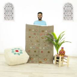 Handwoven Moroccan Kilim Rug Grey Berber Rug With Geometric Pattern
