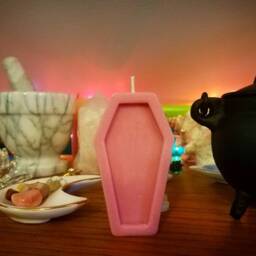 Coffin Candle//Spooky Halloween Witchy Coffin Shaped Candle//Pastel Goth - thumbnail 2