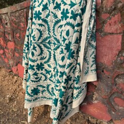 Suzani Embroidered Quilt - Folk Art Textile Handmade Bed Cover Housewarming Gift - thumbnail 4