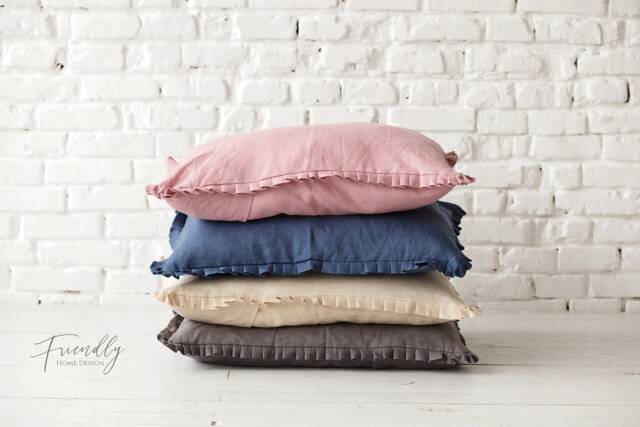 Linen Ruffles Pillowcase, Luxury Farmhouse Bedding, Soft Ruffle Perfect For Bedroom Decor - image 1