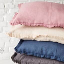 Linen Ruffles Pillowcase, Luxury Farmhouse Bedding, Soft Ruffle Perfect For Bedroom Decor - thumbnail 3