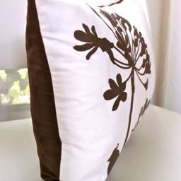 Cardinal Agapanthus Pillow Brown Print On Off White Cotton - 12x18 Inch - thumbnail 4