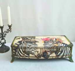 Steampunk Zebra Desktop Organiser, Children's Nursery Decor, Trinket Storage Box, Hand Decorated - thumbnail 1