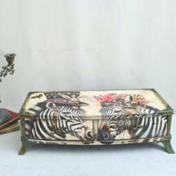 Steampunk Zebra Desktop Organiser, Children's Nursery Decor, Trinket Storage Box, Hand Decorated - thumbnail 3