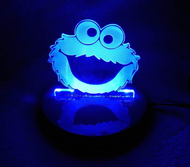 Night Light, Bedside Table Lamp, Cookie Monster Inspired, Bedroom Decor, Novelty Gift, Toddler Nursery Birthday Christmas - image 1