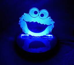 Night Light, Bedside Table Lamp, Cookie Monster Inspired, Bedroom Decor, Novelty Gift, Toddler Nursery Birthday Christmas - thumbnail 1