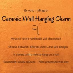 Ceramic Eye Nose Wall Hanging Mystical Ex-Voto Home Altar Charm - thumbnail 3