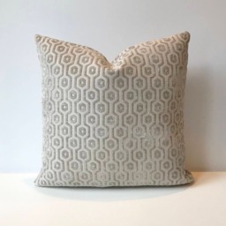 Light Gray Chenille Geometric Pillow, Velvet Dots Decorative Pillow Cover - thumbnail 2