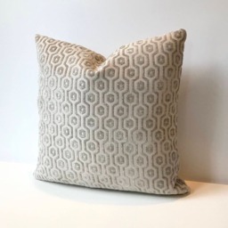 Light Gray Chenille Geometric Pillow, Velvet Dots Decorative Pillow Cover - thumbnail 3