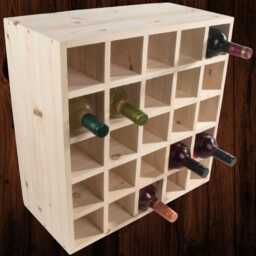 Square Wooden 25 Bottle Wine Rack - Fully Assembled 52 X cm Floor Standing Cabinet Display Cellar Storage Plain Untreated Pine