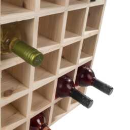 Square Wooden 25 Bottle Wine Rack - Fully Assembled 52 X cm Floor Standing Cabinet Display Cellar Storage Plain Untreated Pine - thumbnail 4