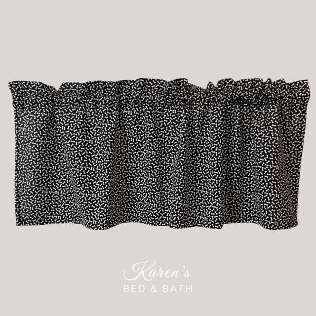 Dog Bone Valance Black White Lover Novelty Print Pet Kitchen Curtain Custom Window Treatment - image 1