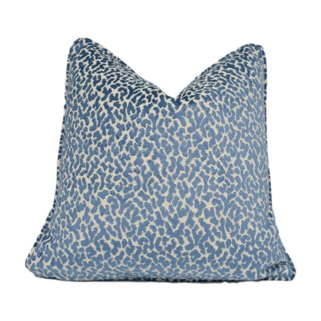 Manuel Canovas - Tobago Celeste Lush Animal Print Inspired Self Piped Velvet Cushion Cover Handmade Throw Pillow Designer Home D??cor - image 1