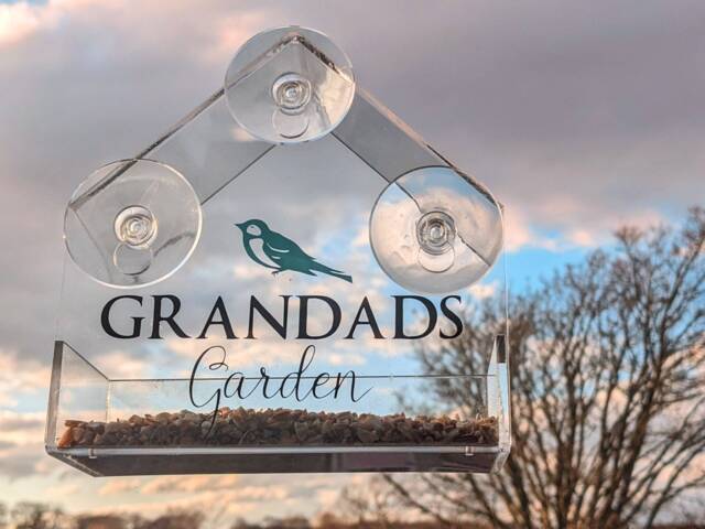 Personalised Window Bird Feeder - See Through Gardener Gift Watcher Wildlife Garden Lover Custom - image 1