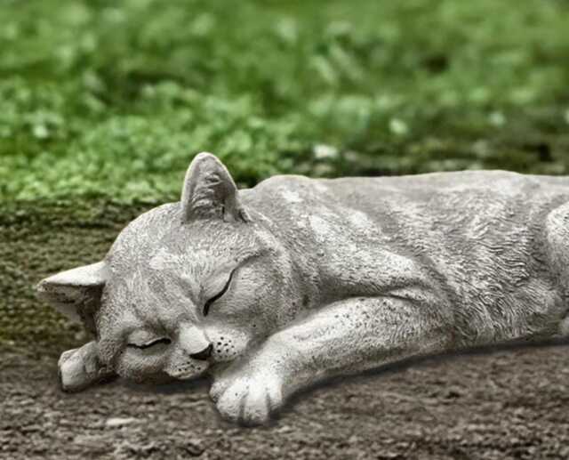 Sleeping Kitten Statue Stone Relaxing Cat Figurine Concrete Kitty Decoration Garden Memorial Pet Cat Lover Gift Handmade Art - image 1