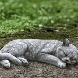 Sleeping Kitten Statue Stone Relaxing Cat Figurine Concrete Kitty Decoration Garden Memorial Pet Cat Lover Gift Handmade Art - thumbnail 2