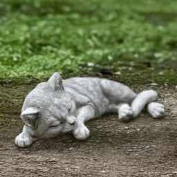 Sleeping Kitten Statue Stone Relaxing Cat Figurine Concrete Kitty Decoration Garden Memorial Pet Cat Lover Gift Handmade Art - thumbnail 3