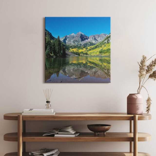 Lake Mountains & Forests Canvas, Picture Wall Hanging, Green Decor, Nature Canvas Print - image 1