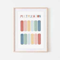 Rainbow Multiplication Chart, Unframed Times Table Print, Classroom Decor, Educational Montessori Playroom Prints, Scandi Kids Art - thumbnail 3