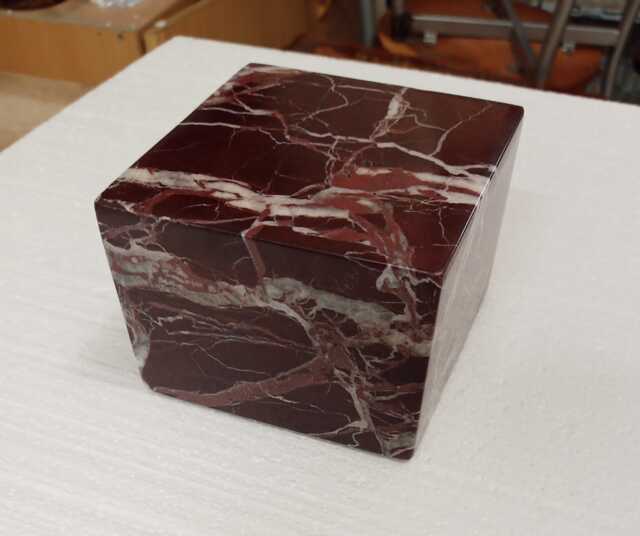 Rosso Levanto Decorative Cube. Marble Stone Masonic Cube, Calacatta Blocks To Sculpt, House Gift, Ornament - image 1