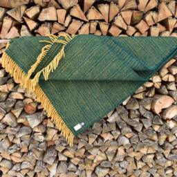 Green Lambswool Plaid Blanket Warm Wool Cover With Fringes - thumbnail 3