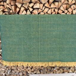 Green Lambswool Plaid Blanket Warm Wool Cover With Fringes - thumbnail 4