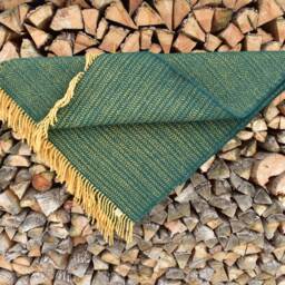 Green Lambswool Plaid Blanket Warm Wool Cover With Fringes - thumbnail 2