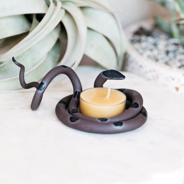 Ceramic Snake, Medium Tealight By Carter + Rose - image 1