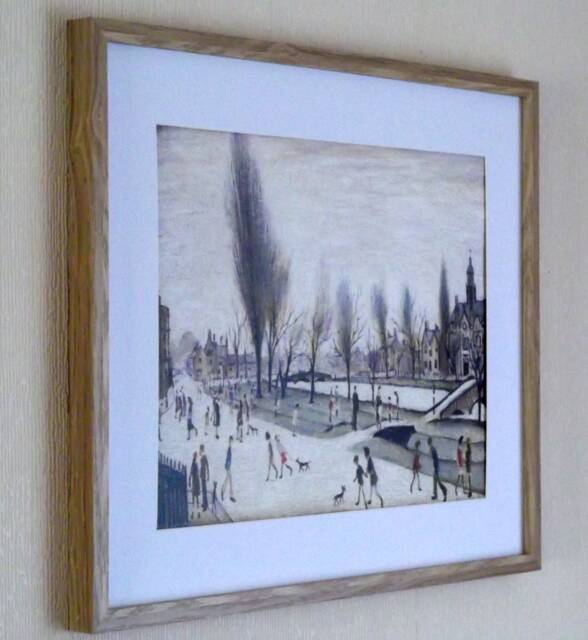 L S Lowry Art Print - Bourton On The Water, Oak Finish Frame - image 1