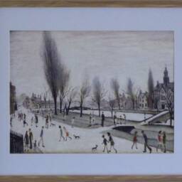 L S Lowry Art Print - Bourton On The Water, Oak Finish Frame - thumbnail 2