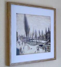 L S Lowry Art Print - Bourton On The Water, Oak Finish Frame - thumbnail 1