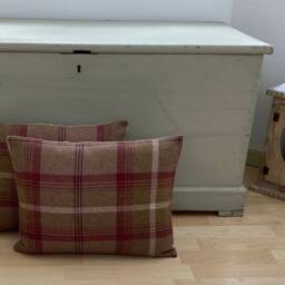 Handmade Tartan Plaid Tweed Cushion Cover Balmoral Heather Beige - thumbnail 3