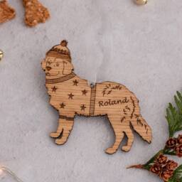 Golden Retriever Christmas Bauble Wooden Dog Ornament Engraved Memorial Gift Xmas Decoration Personalised Pet - thumbnail 1