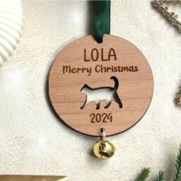 Personalised Cat Christmas Ornament Tree Decoration Keepsake Lover Gift Name Kitten Bauble - thumbnail 3