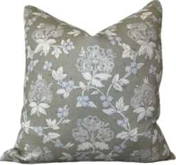 Robert Kime Banon Aqua Linen Double Sided Cushion Cover - thumbnail 1