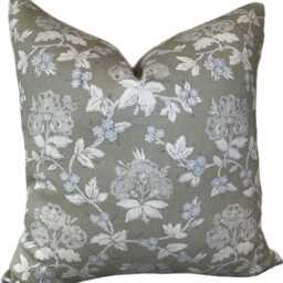 Robert Kime Banon Aqua Linen Double Sided Cushion Cover - thumbnail 2