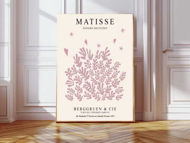 Matisse Pink Leaf Art Print, Poster, Prints, Wall Art, Botanical Poster - image 1
