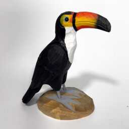 Handmade Wooden Toucan Statue, Tropical Bird Figurine, Colorful Jungle Decor, Watcher Gift, Tiki Bar Accent - thumbnail 3